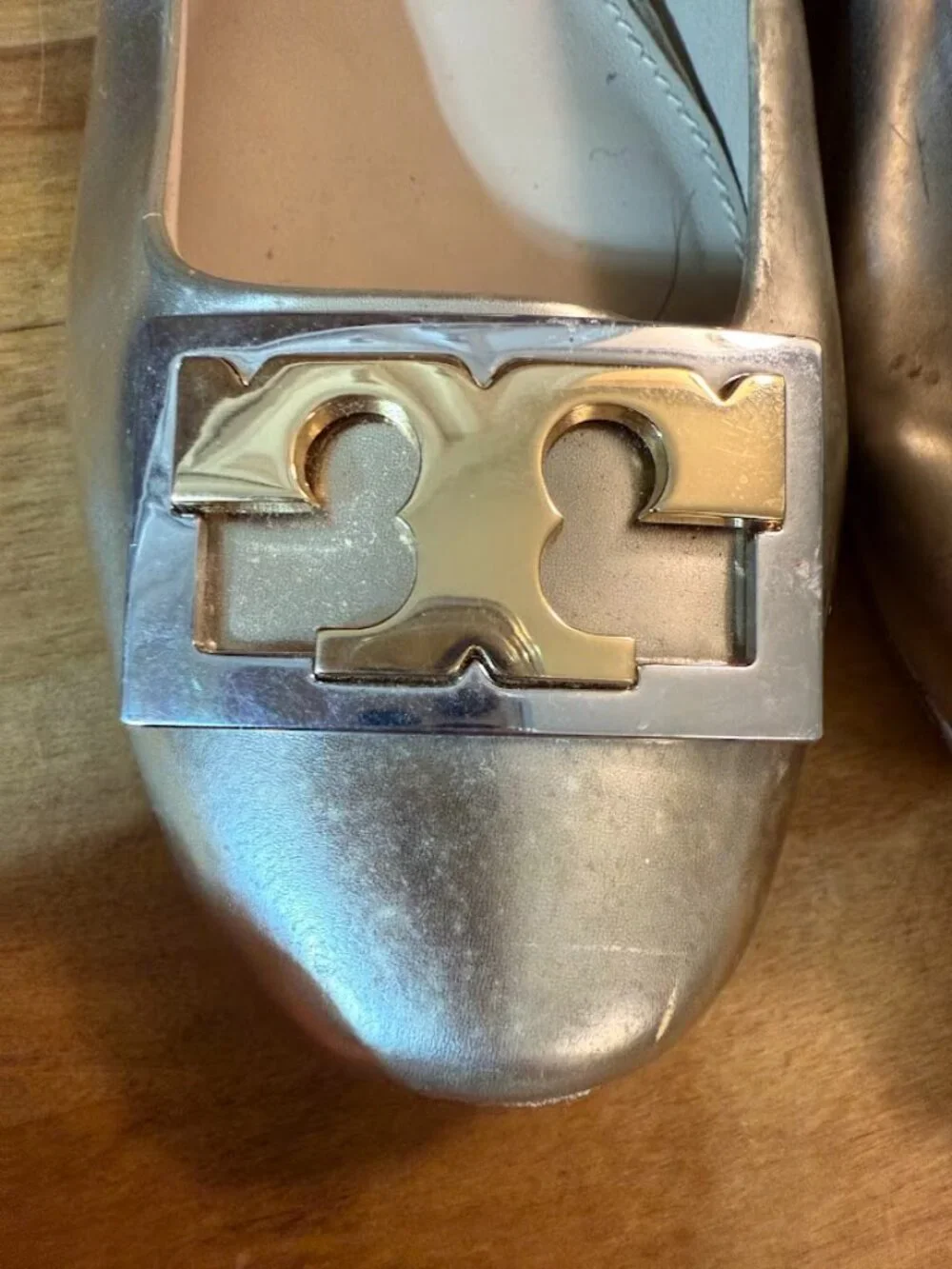 Authentic Rare Tory Burch Gigi Dress Mirror Metallic Pump Size 8 Shoes‎